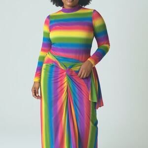 Rainbow body suit with skirt bottom